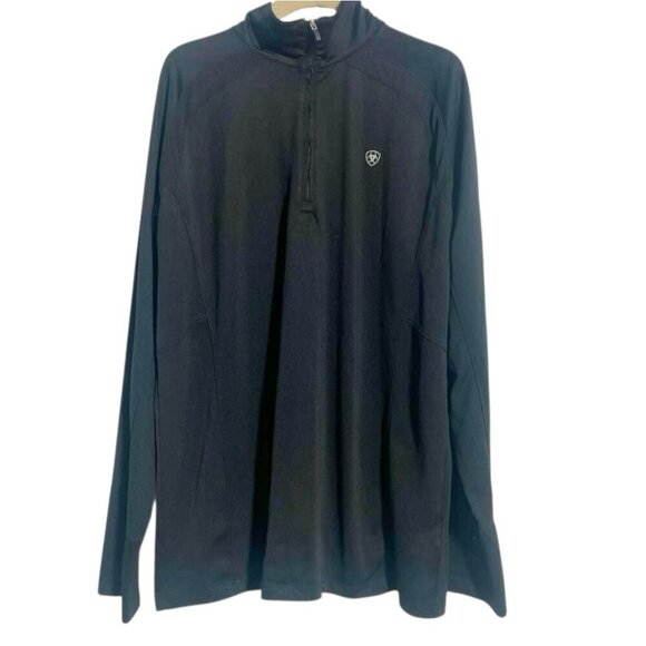 Men's ARIAT TEK Size Large Long Sleeve Shirt Collared 1/4 Zip Black - Picture 1 of 9